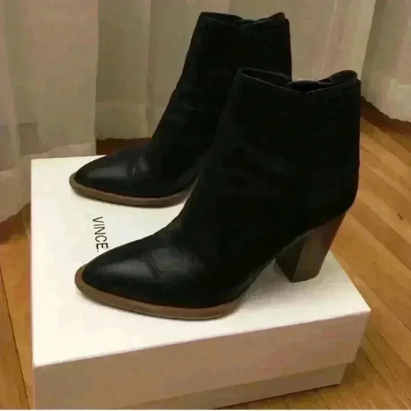 Vince Shoes - Vince black boots with wood heel 9.5